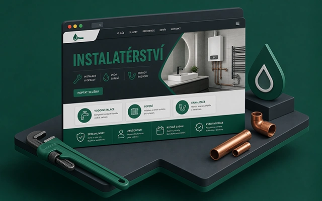 Prezentační web instalatérské firmy v prohlížeči