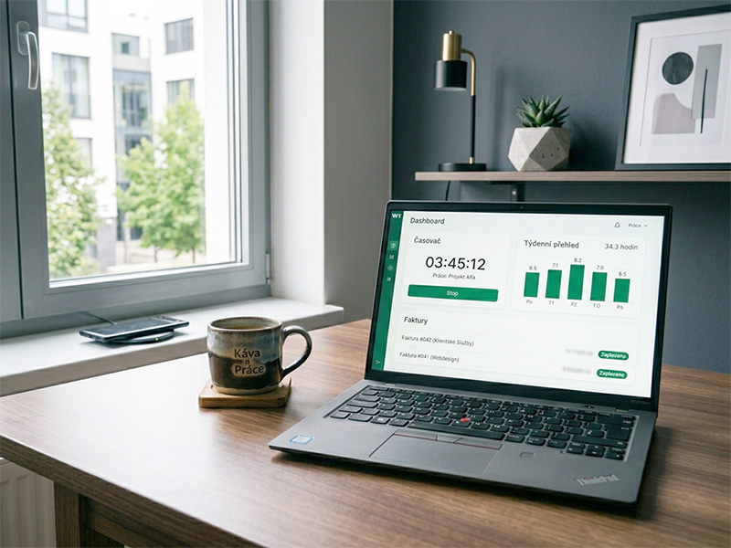 Produktivita díky vlastní aplikaci na míru — sledování času a práce na notebooku